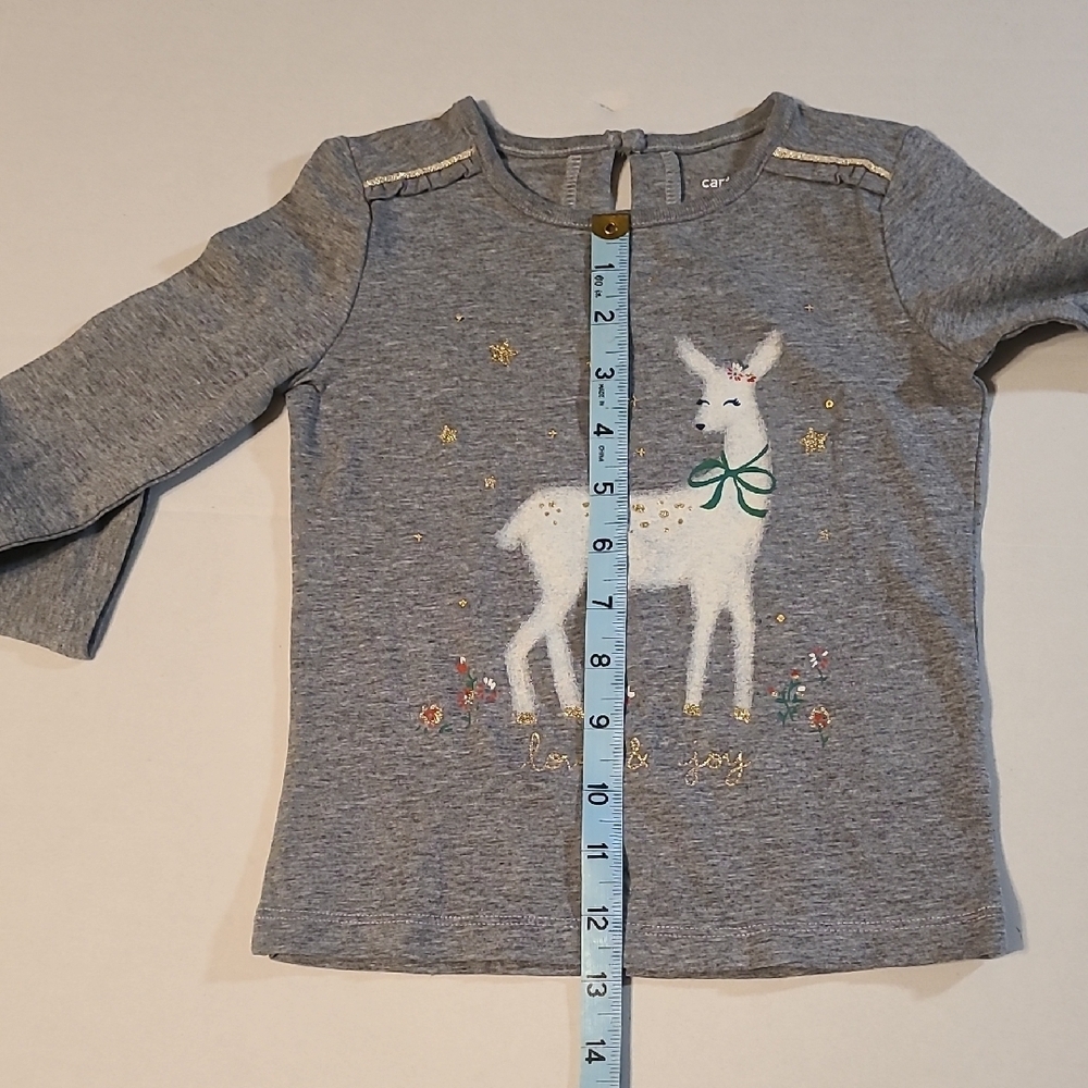 Carters Cute Festive Girls Reindeer Shirt With Glitter NWT Size 3/3T - Picture 8 of 10